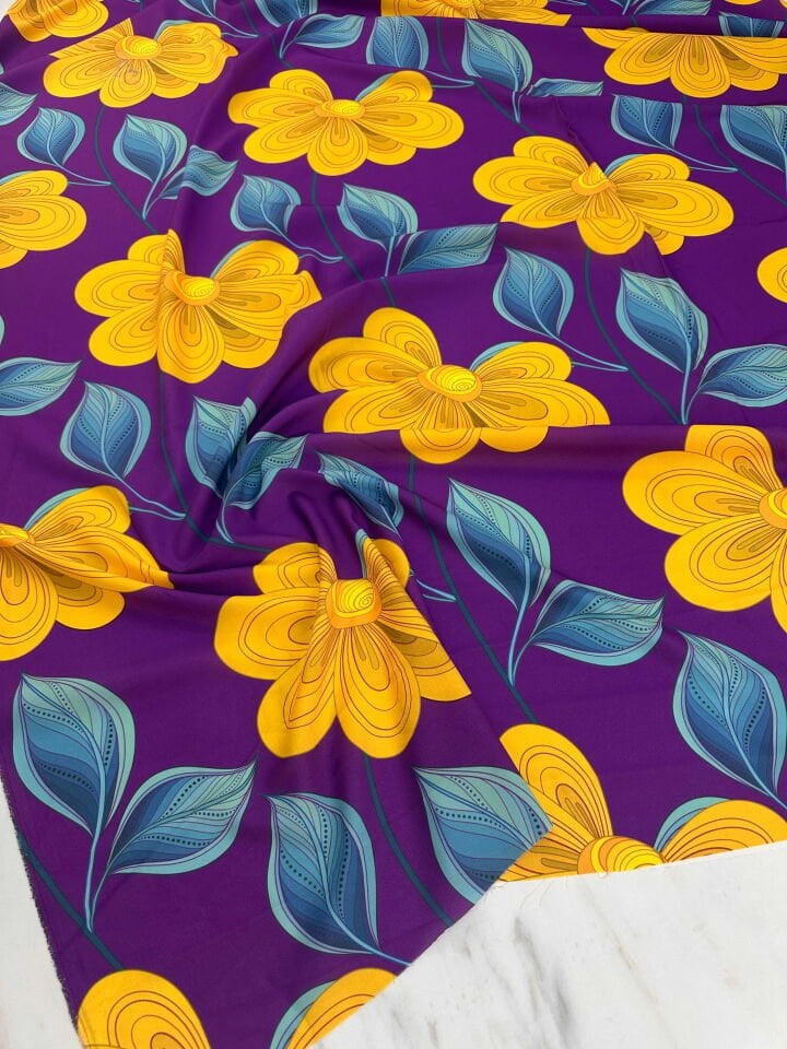 Desenli Krep Kumaş Elbise Etek Gömlek Şalvar