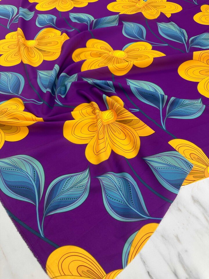 Desenli Krep Kumaş Elbise Etek Gömlek Şalvar