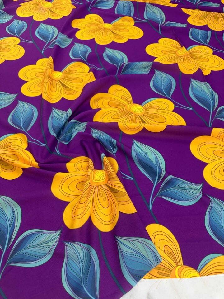 Desenli Krep Kumaş Elbise Etek Gömlek Şalvar