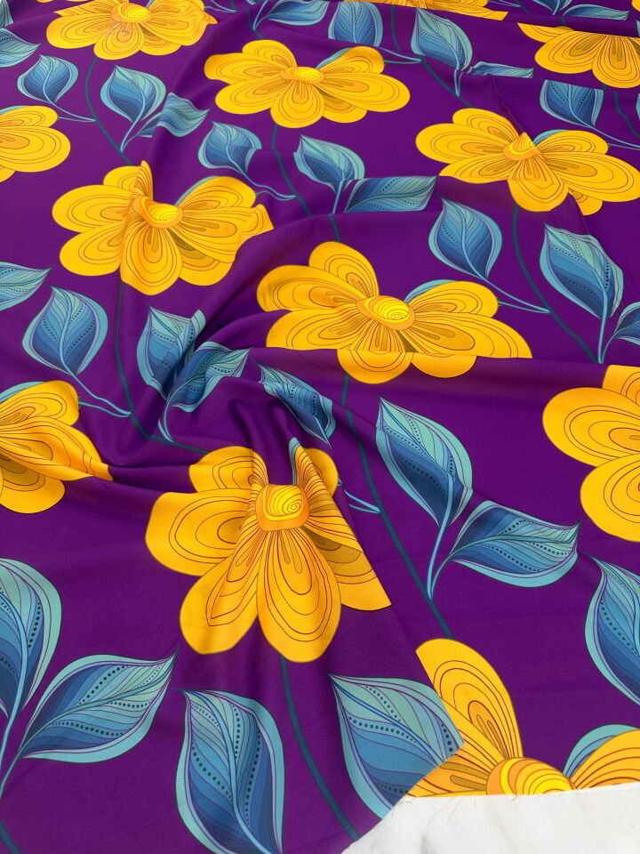 Desenli Krep Kumaş Elbise Etek Gömlek Şalvar