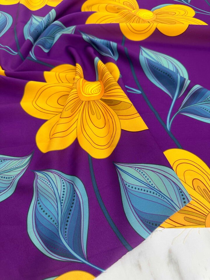 Desenli Krep Kumaş Elbise Etek Gömlek Şalvar