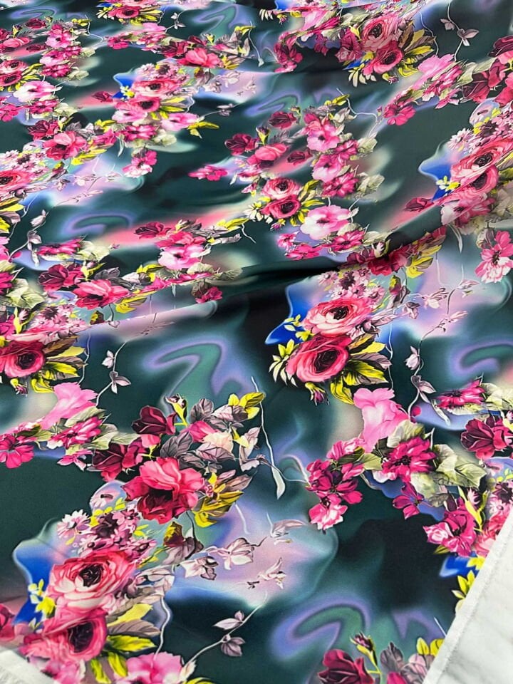 Dijital Baskı Krep Kumaş Yumuşak Dökümlü Kırışmaz