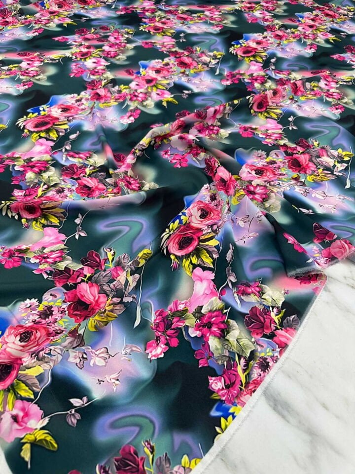 Dijital Baskı Krep Kumaş Yumuşak Dökümlü Kırışmaz