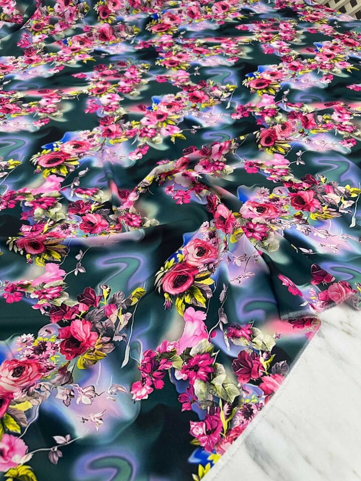 Dijital Baskı Krep Kumaş Yumuşak Dökümlü Kırışmaz