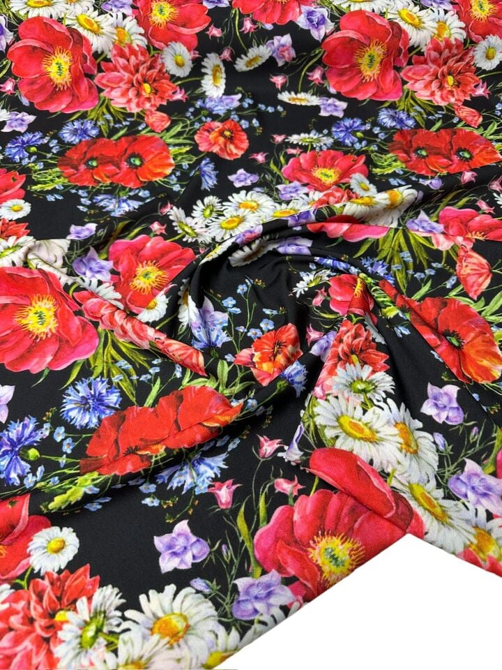 Çiçek Desen Elbiselik Gömleklik Krep Kumaş