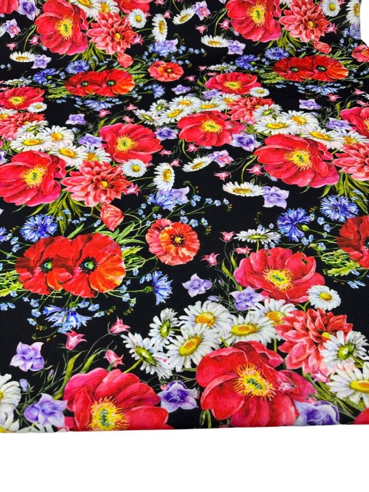 Çiçek Desen Elbiselik Gömleklik Krep Kumaş