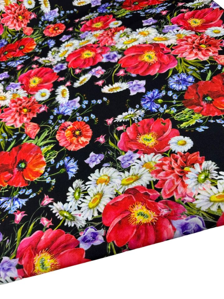 Çiçek Desen Elbiselik Gömleklik Krep Kumaş