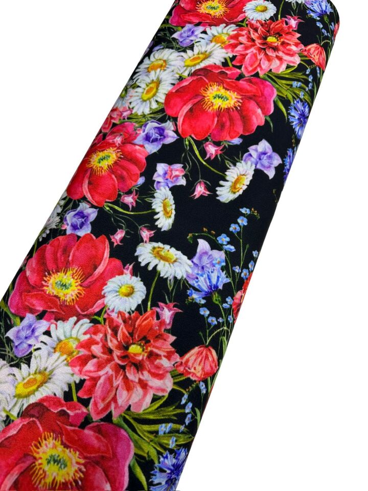 Çiçek Desen Elbiselik Gömleklik Krep Kumaş