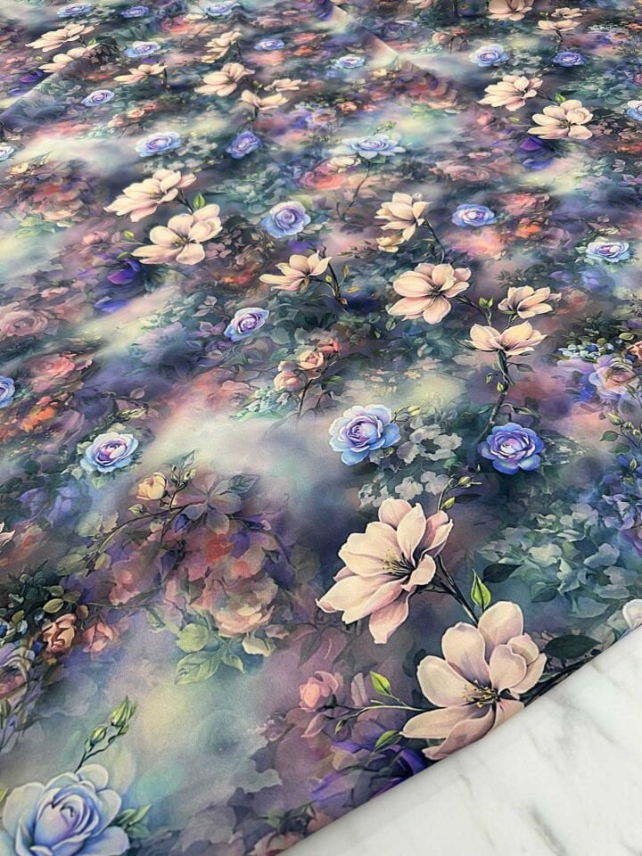 Dijital Baskı Krep Kumaş Yumuşak Dökümlü Kırışmaz