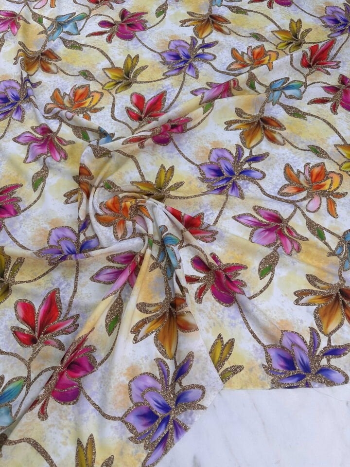 Desenli Krep Kumaş Elbise Etek Gömlek Şalvar