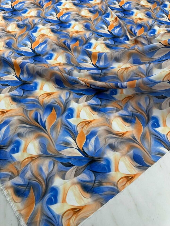 Dijital Baskı Krep Kumaş Yumuşak Dökümlü