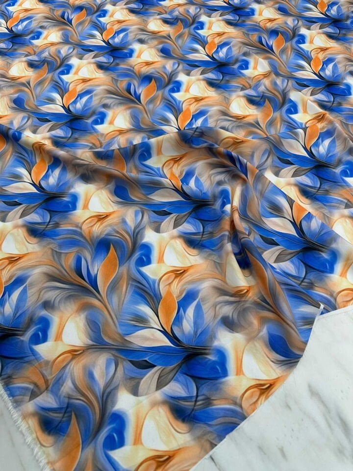 Dijital Baskı Krep Kumaş Yumuşak Dökümlü