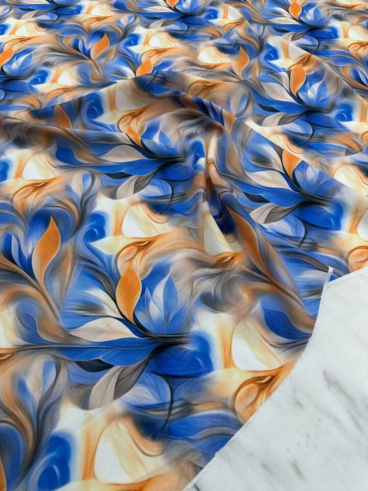 Dijital Baskı Krep Kumaş Yumuşak Dökümlü