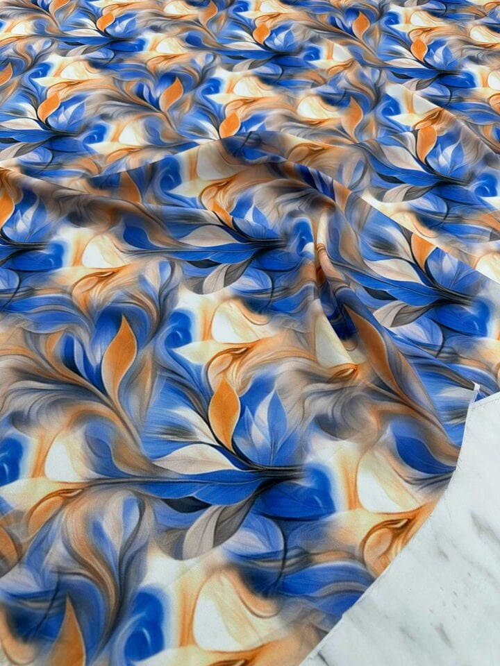 Dijital Baskı Krep Kumaş Yumuşak Dökümlü