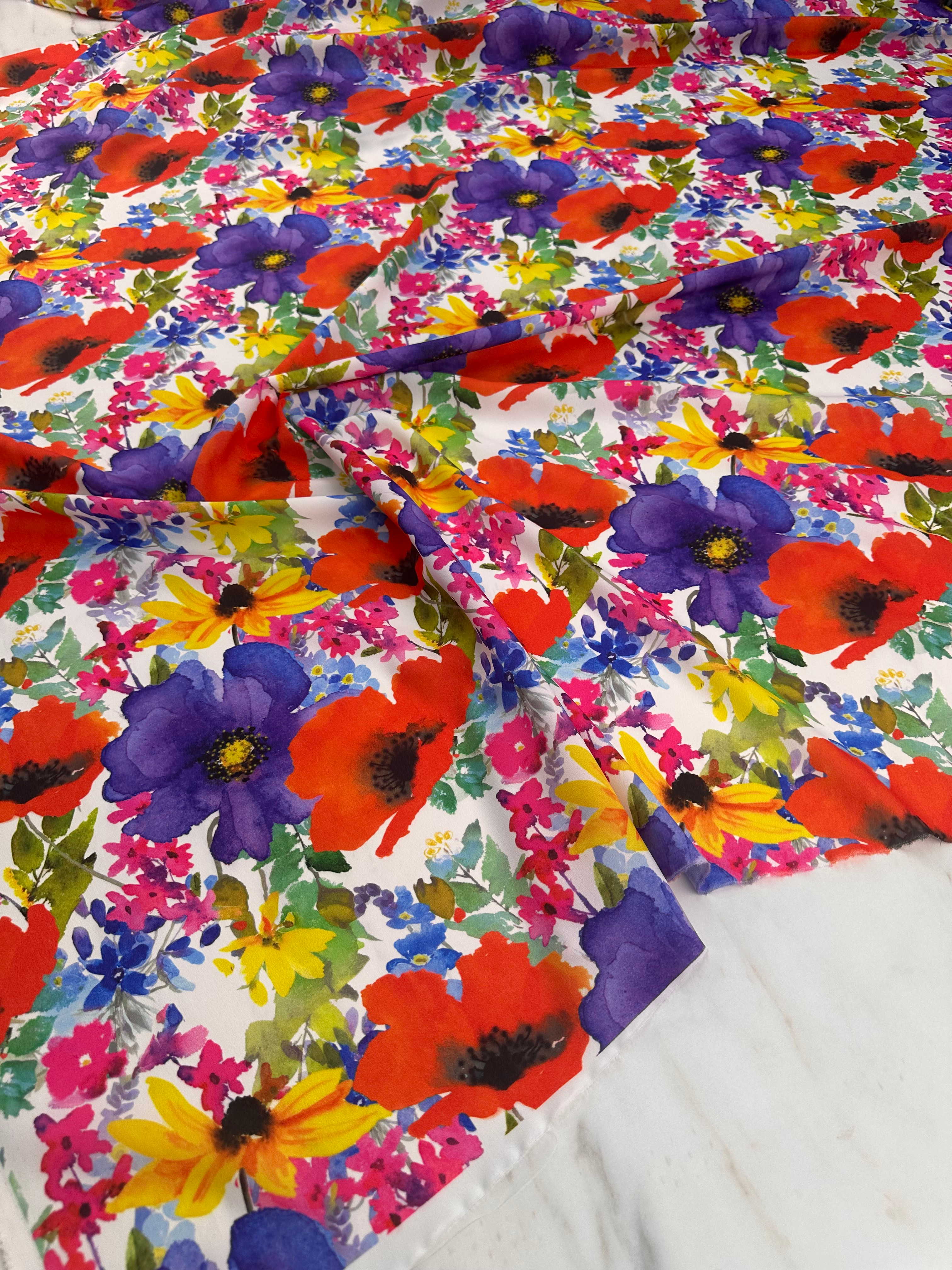 Desenli Krep Kumaş Elbise Etek Gömlek Şalvar