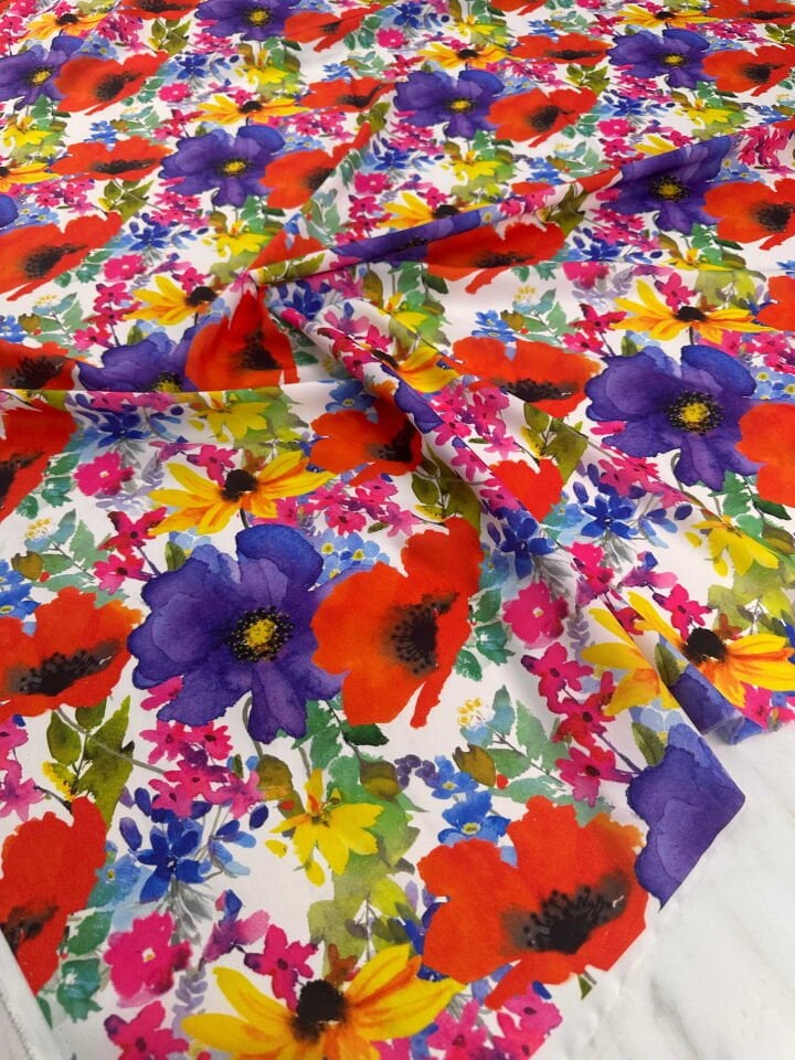 Desenli Krep Kumaş Elbise Etek Gömlek Şalvar