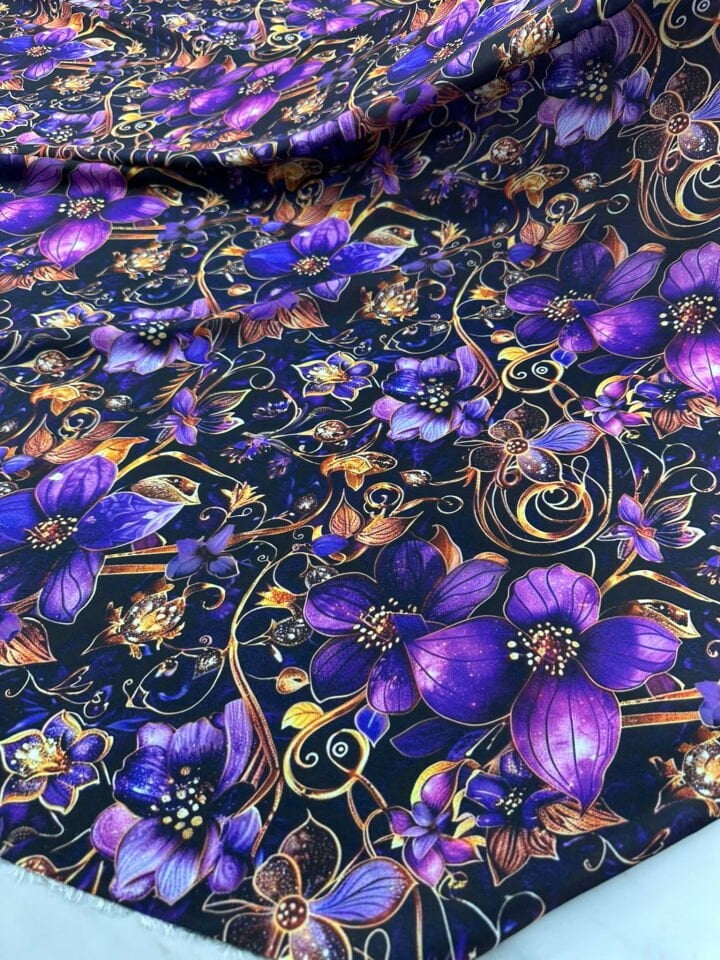 Dijital Baskı Krep Kumaş Yumuşak Dökümlü