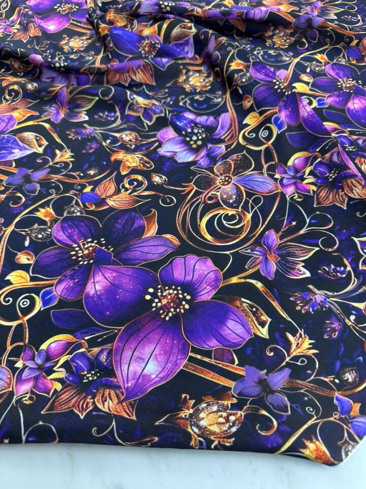 Dijital Baskı Krep Kumaş Yumuşak Dökümlü