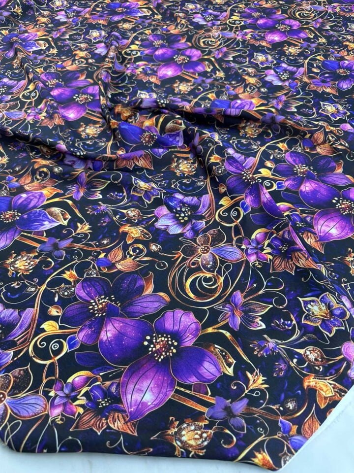 Dijital Baskı Krep Kumaş Yumuşak Dökümlü