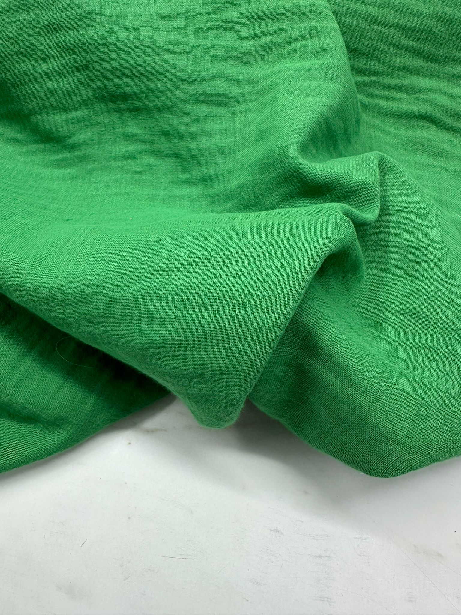 Yeşil Renk Çift Kat Müslim Kumaş Yumuşak Dökümlü