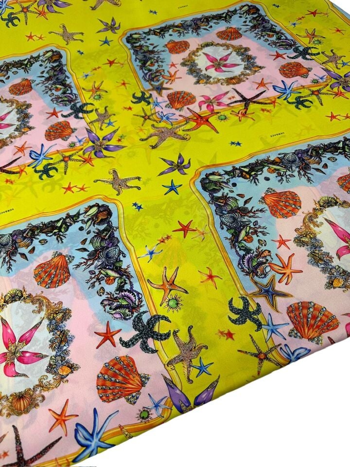 Deniz Yıldızı Desen Elbiselik Gömleklik Krep Kumaş