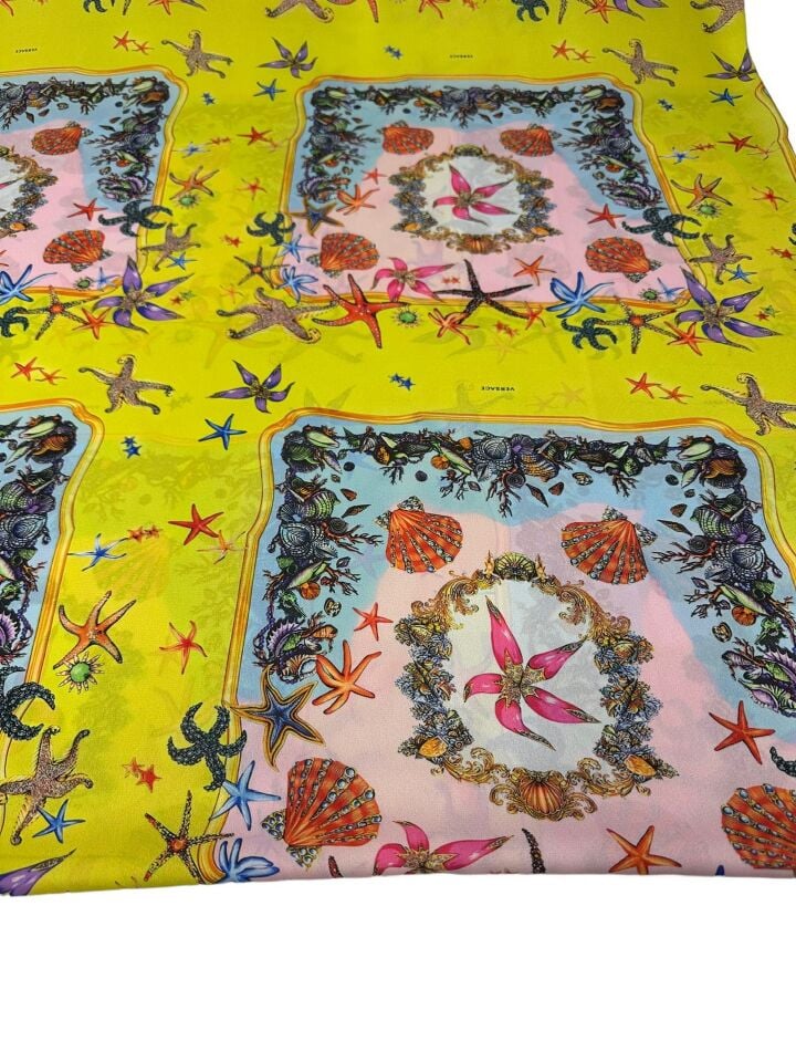 Deniz Yıldızı Desen Elbiselik Gömleklik Krep Kumaş