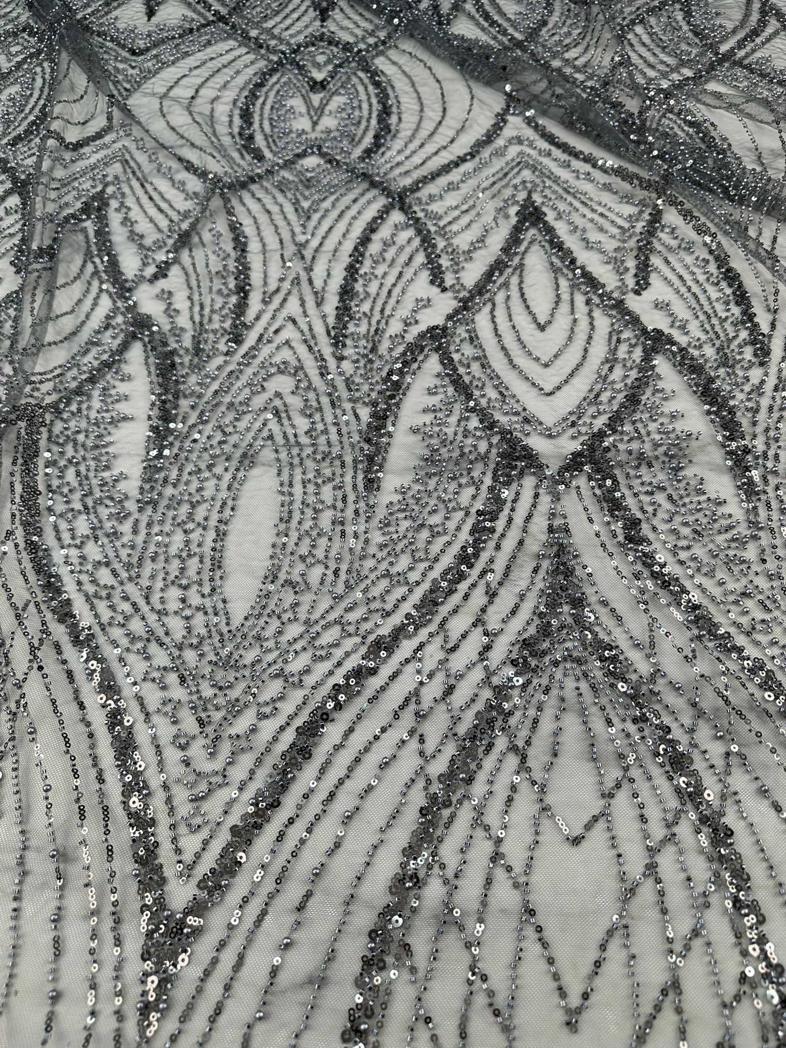 Gümüş Agır Taşlı Boncuklu Tül Abiye İçin