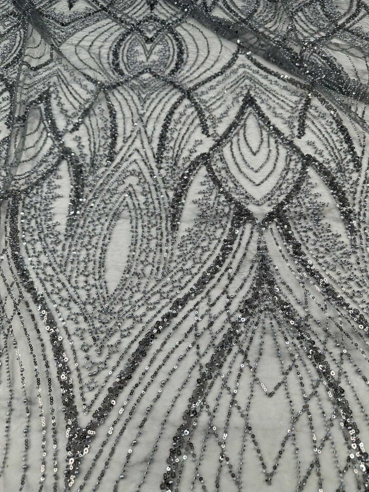 Gümüş Agır Taşlı Boncuklu Tül Abiye İçin
