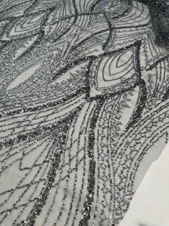 Gümüş Agır Taşlı Boncuklu Tül Abiye İçin