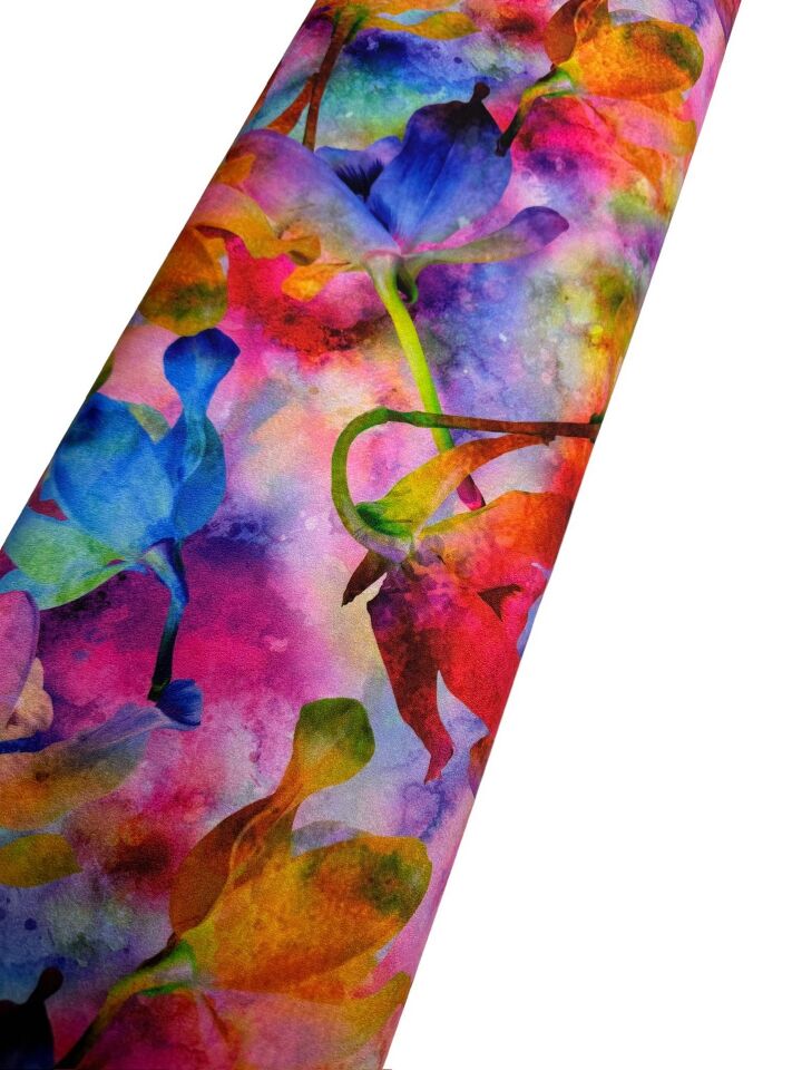 Suluboya Desen Elbiselik Gömleklik Krep Kumaş