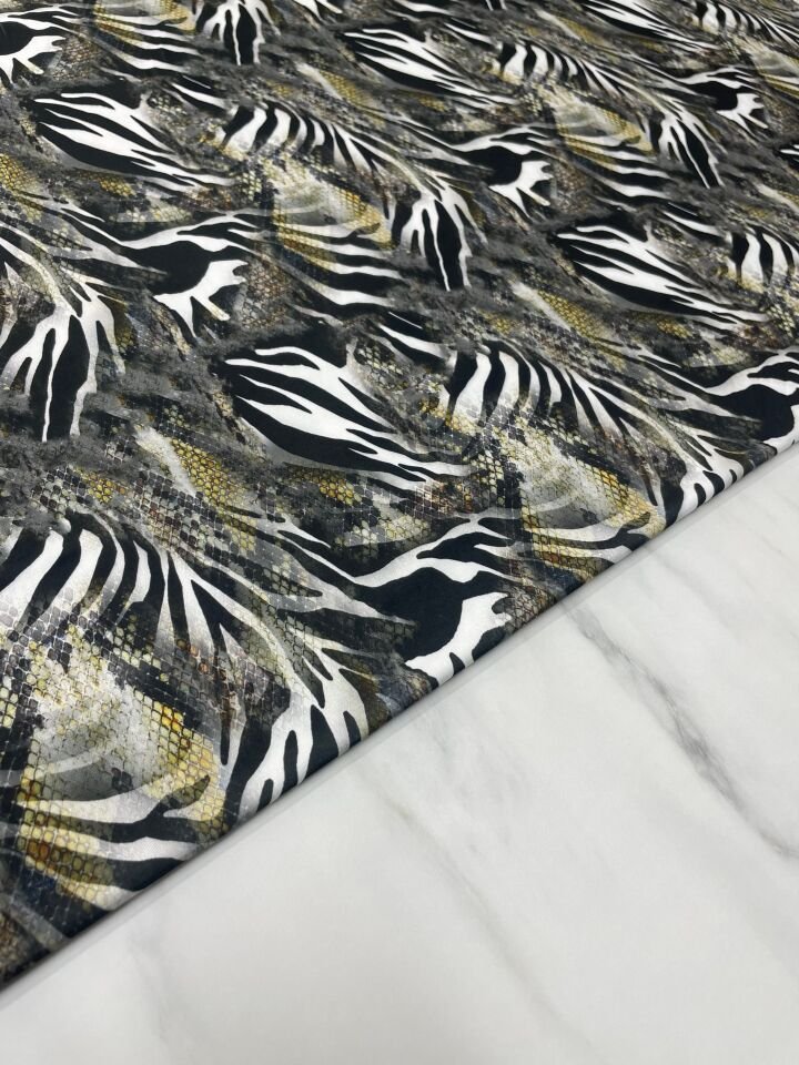 Zebra Desen Elbiselik  Gömleklşk Şalvarlık İpek Sendi