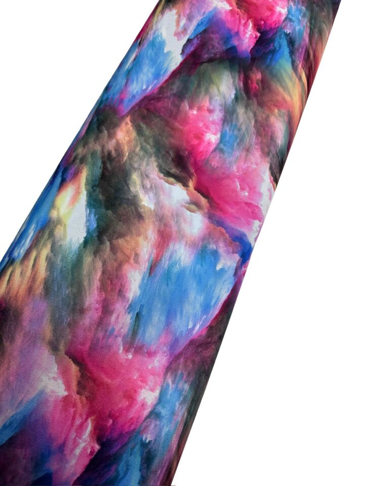 Renkli Desen Elbiselik Gömleklik Krep Kumaş