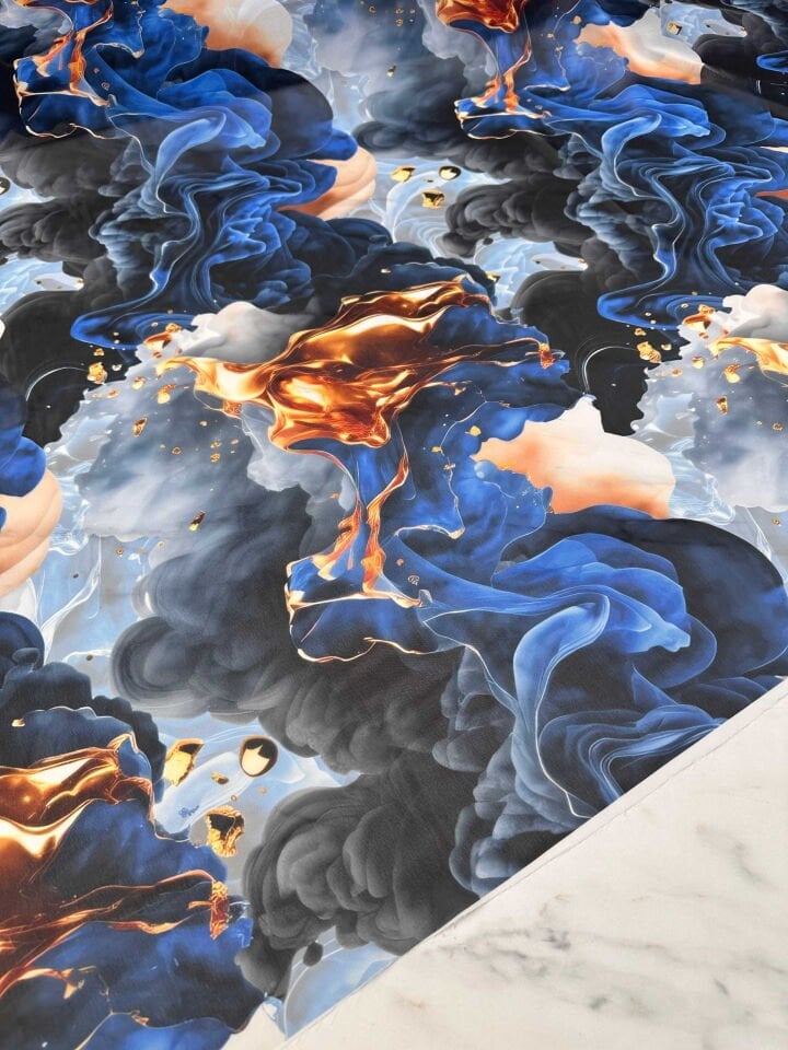 Desenli Şifon Elbise Etek Gömlek Şal