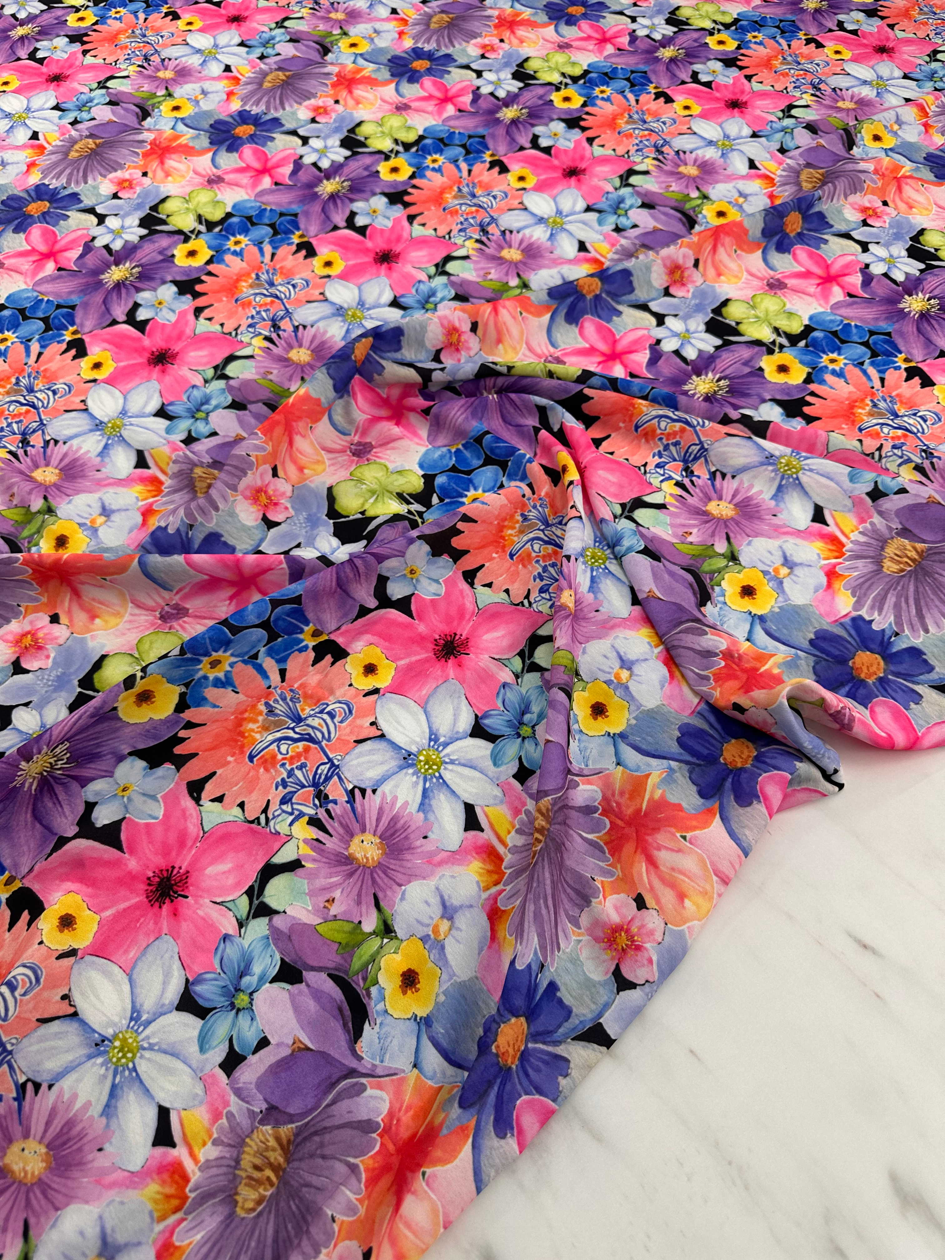 Desenli Krep Kumaş Elbise Etek Gömlek Şalvar