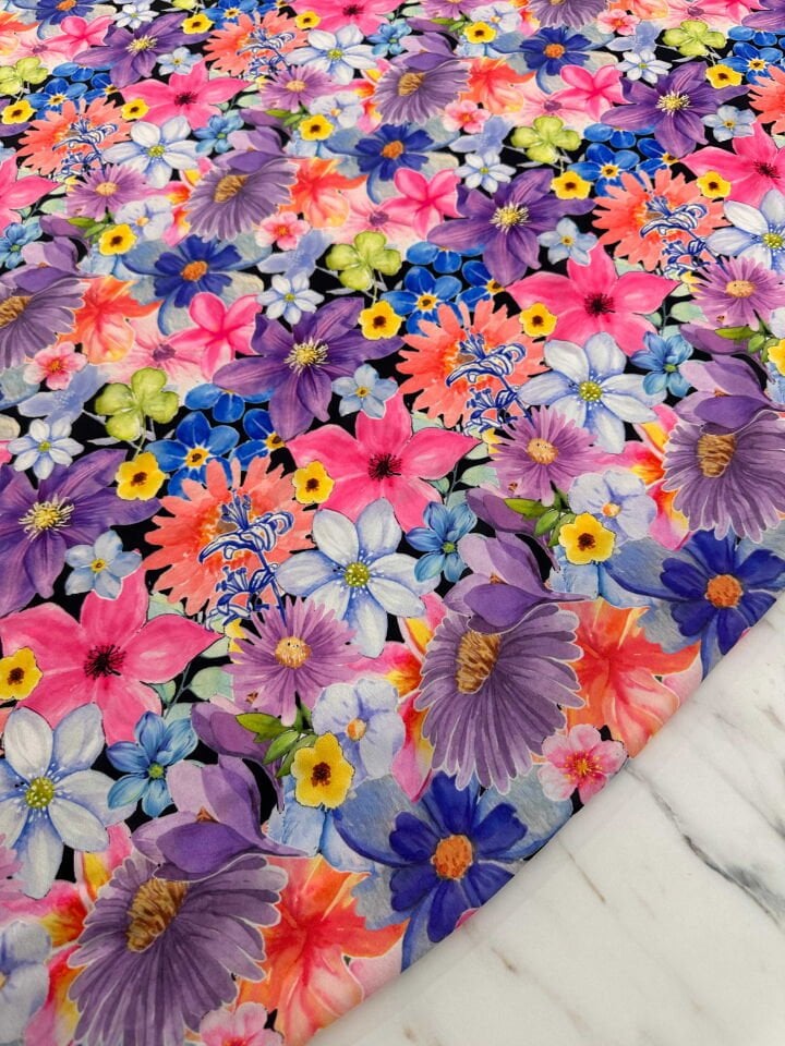 Desenli Krep Kumaş Elbise Etek Gömlek Şalvar