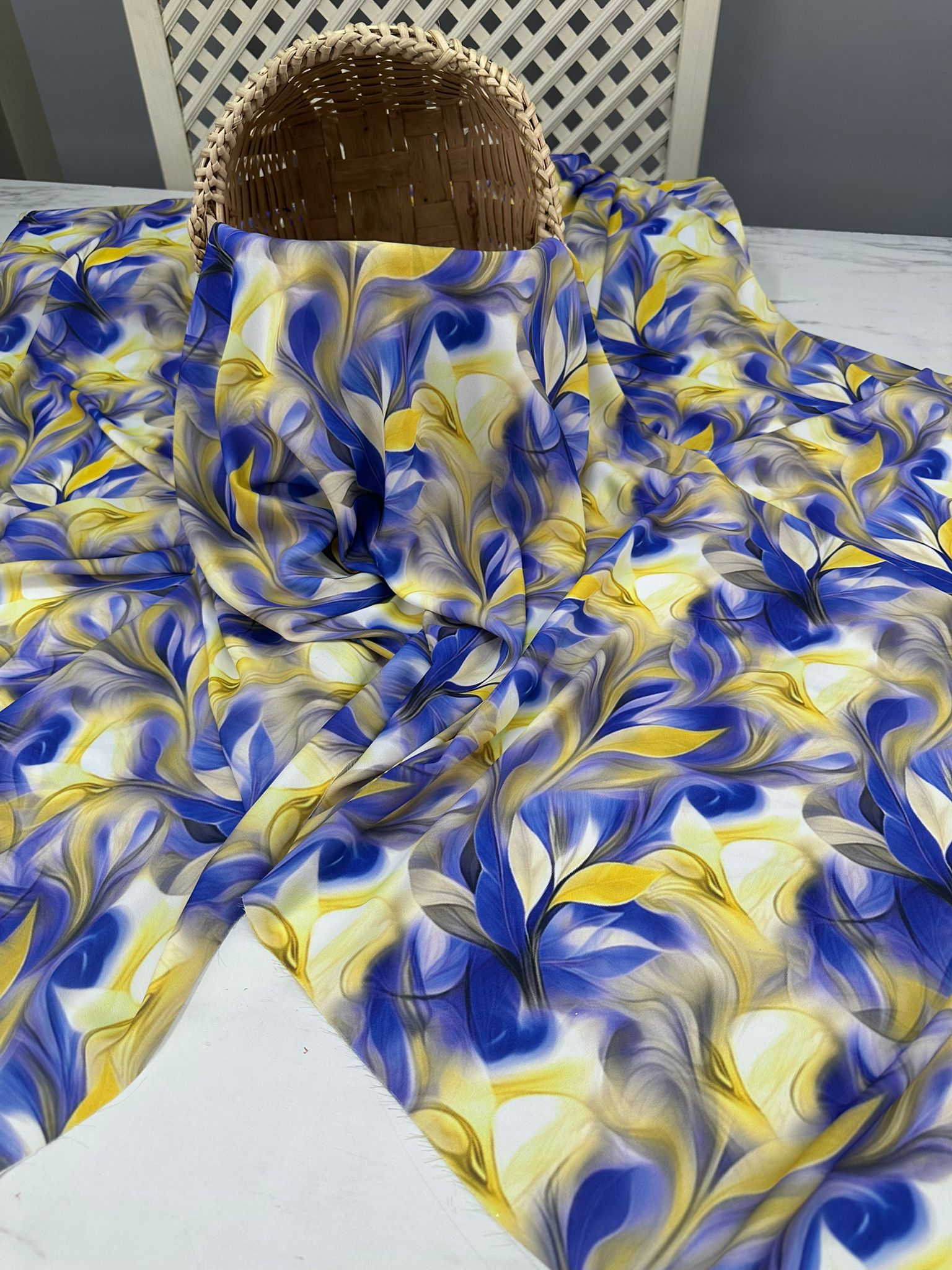 Dijital Baskı Krep Kumaş Yumuşak Dökümlü