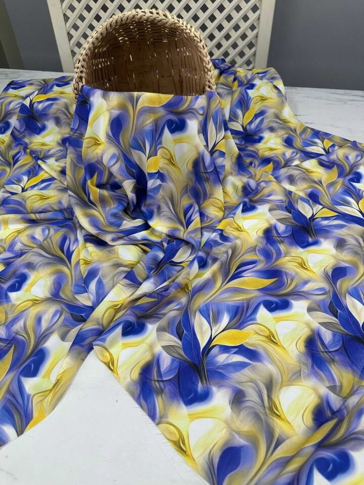 Dijital Baskı Krep Kumaş Yumuşak Dökümlü