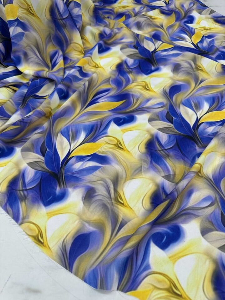 Dijital Baskı Krep Kumaş Yumuşak Dökümlü