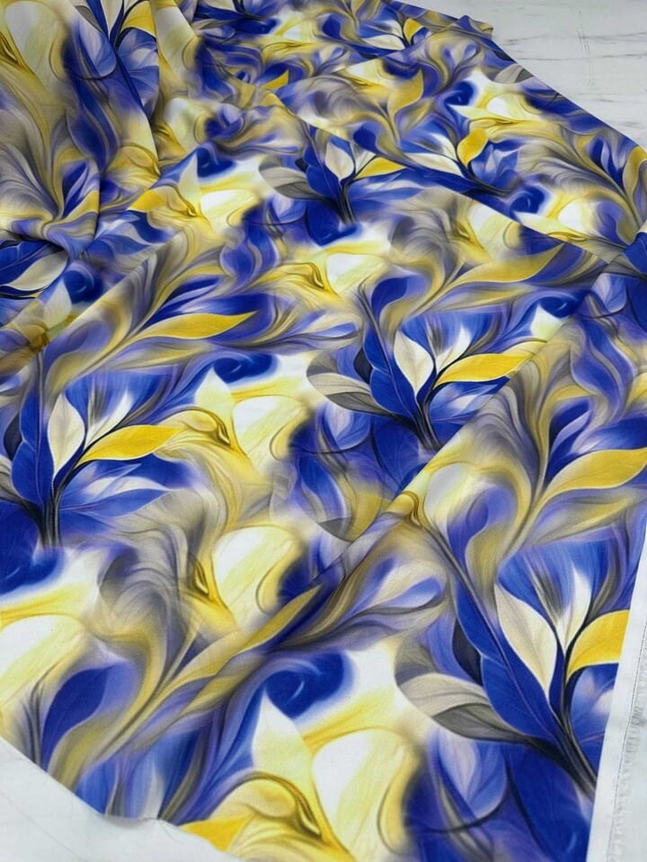 Dijital Baskı Krep Kumaş Yumuşak Dökümlü