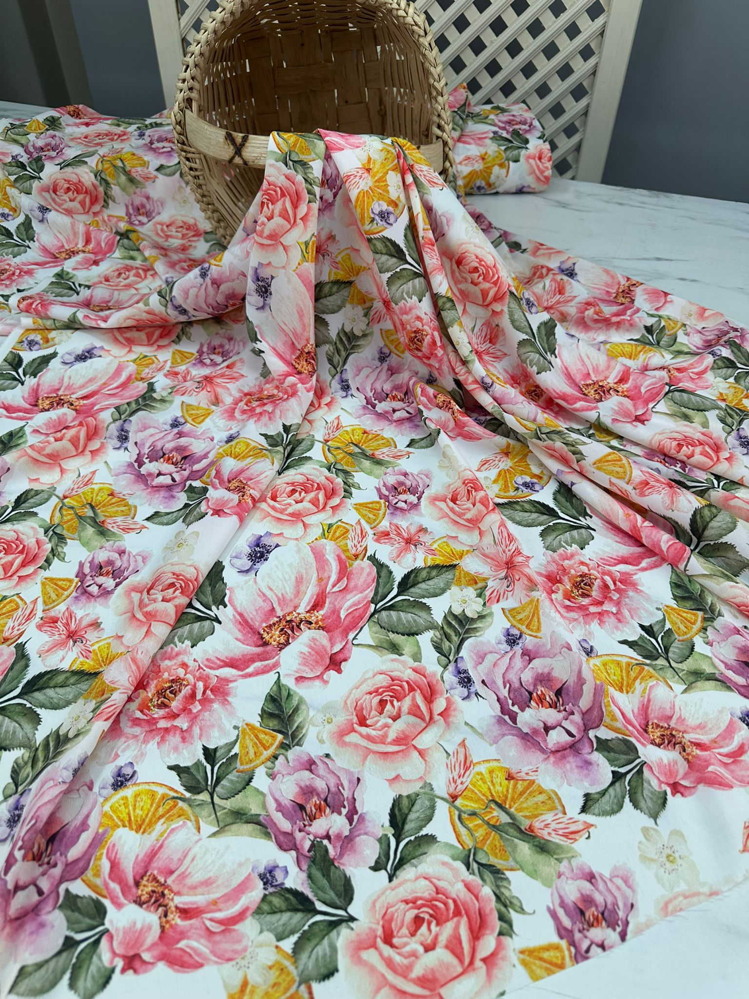 Dijital Baskı Krep Kumaş Yumuşak Dökümlü Kırışmaz