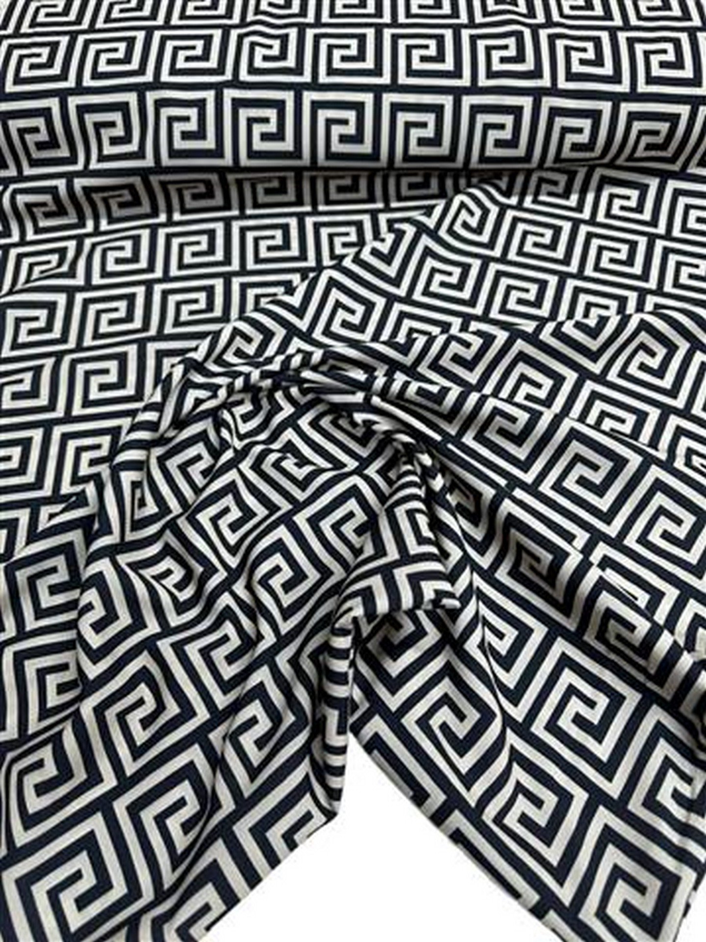 Yunan Motifleri Desen Elbiselik Gömleklik Krep Kumaş