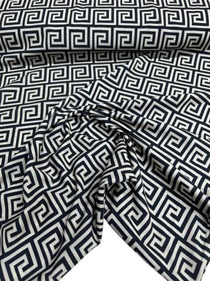 Yunan Motifleri Desen Elbiselik Gömleklik Krep Kumaş