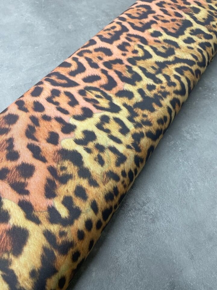 Leopar Desen Elbiselik Gömleklik Şalvarlık İpek Sendi Kumaş