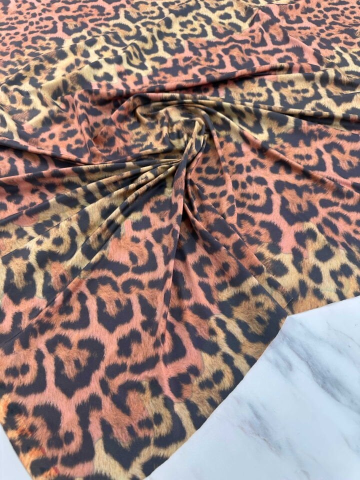 Leopar Desen Elbiselik Gömleklik Şalvarlık İpek Sendi Kumaş