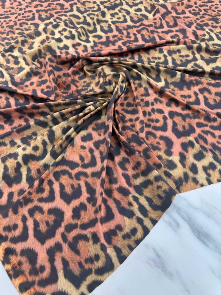 Leopar Desen Elbiselik Gömleklik Şalvarlık İpek Sendi Kumaş