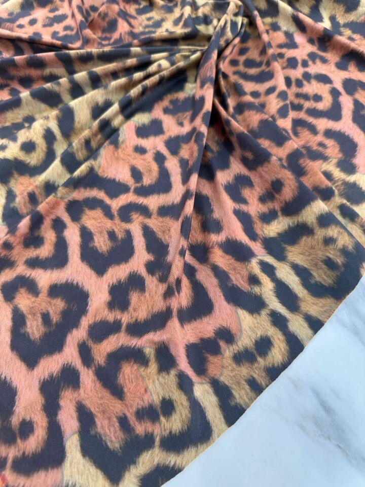 Leopar Desen Elbiselik Gömleklik Şalvarlık İpek Sendi Kumaş