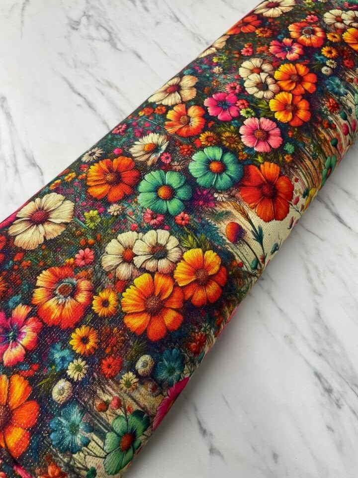 Altın Simli Gülbahçesi Elbiselik Ceketlik Keten Kumaş