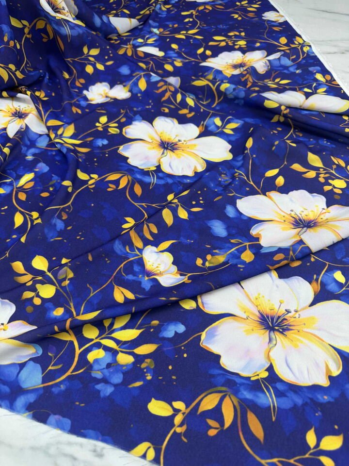 Dijital Baskı Kreo Kumaş Yumuşak Dökümlü Kırışmaz