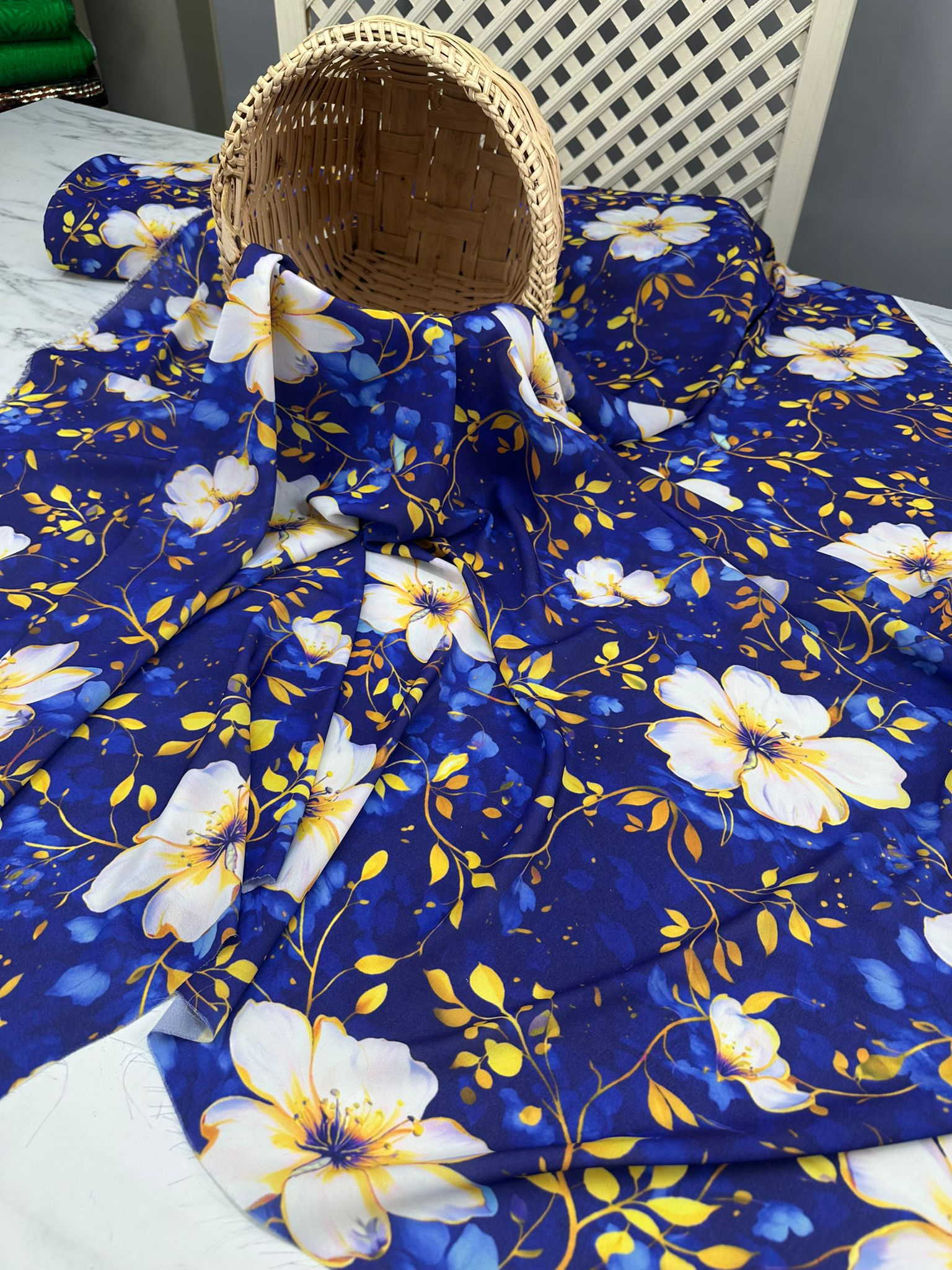 Dijital Baskı Kreo Kumaş Yumuşak Dökümlü Kırışmaz