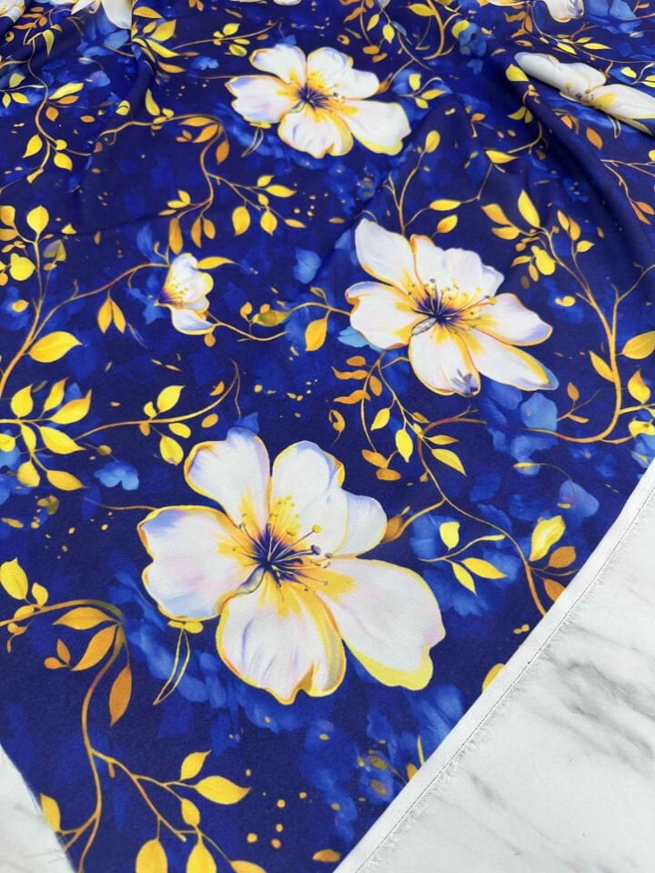 Dijital Baskı Kreo Kumaş Yumuşak Dökümlü Kırışmaz